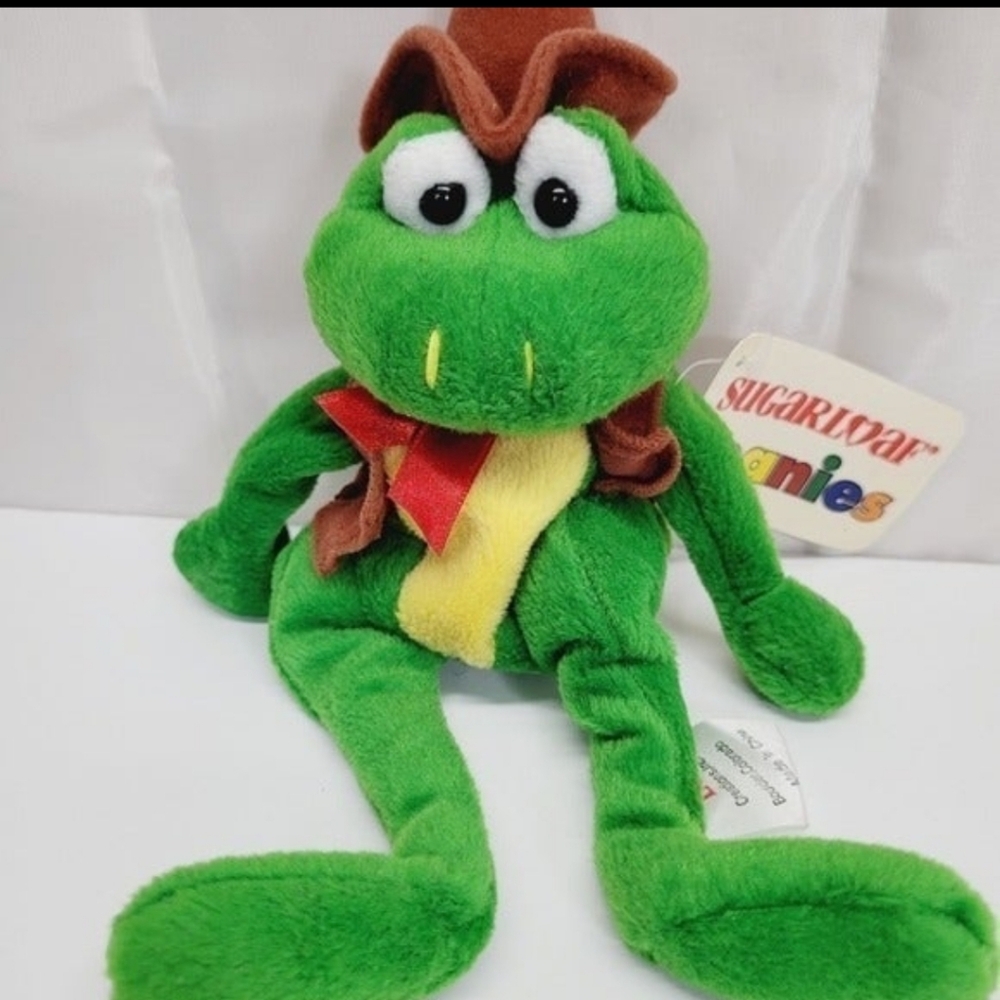 *m7 Sugarloaf Beanies frog in cowboy hat & vest 9" long vintage